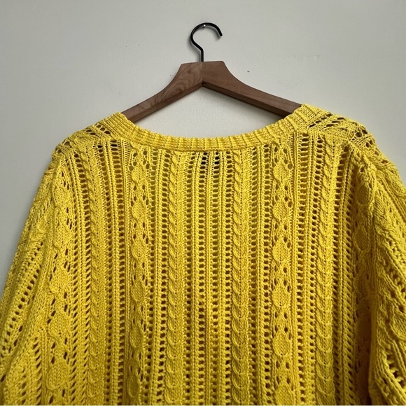 Talbots Open Stitch V Neck Button Down Pima Cotton Cable Knit Cardigan 1X - Picture 7 of 10